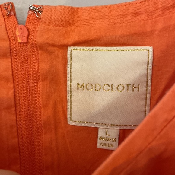 Modcloth Women's Size Large Revel and Relish Coral Orange Retro Bow Sun Dress - Picture 5 of 10